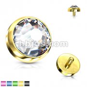 Titanium Anodized Internally Threaded Flat Dome CZ Dermal Top