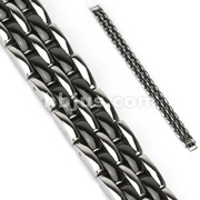 316L Stainless Steel Double Links Black Ceramic Bracelet