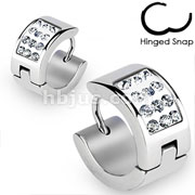 Pair of 316L Surgical Stainless Steel Hoop Earring with Paved Multi Clear CZs