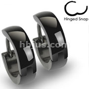 Pair of 316L Stainless Steel Black Hinged Hoop Earring