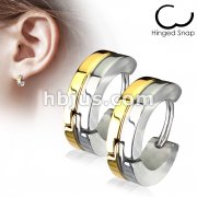 Pair of 316L Stainless Steel Double Layered Steel & Gold Plated Earring