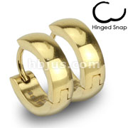 Gold IP Over 316L Surgical Stainless Steel Hoop Earring
