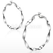 Pair of Stainless Steel Twisted Hoop Earring