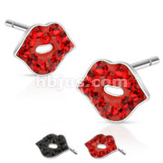 Pair of 316L Surgical Steel Multi Paved Sexy Lip Ferido Stud Earring