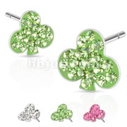 Pair of 316L Surgical Steel Multi Paved Clover Ferido Stud Earring