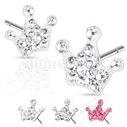 Pair of 316L Surgical Steel Multi Paved Crown Ferido Stud Earring