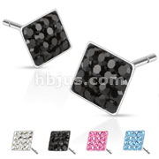 Pair of 316L Surgical Steel Multi Paved Square Ferido Stud Earring