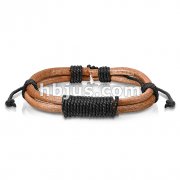 Brown Leather Bracelet with Long Shocker Tie Knots