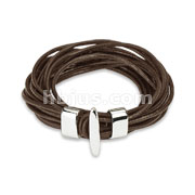 Brown Leather Multi Strings Bracelet