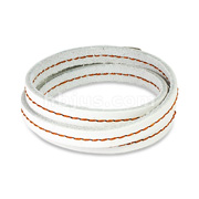 White Leather Triple Wrap Bracelet with Stitched Center Design