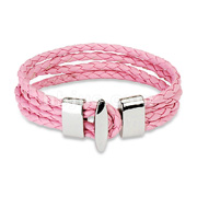Pink Braided Leather 4 Strings Bracelet