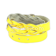 Yellow Leather Double Wrap Weaved Strip Bracelet