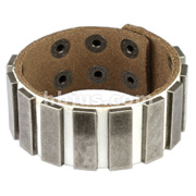 White Leather Bracelet with Multi Rectangle Bloxx Studs