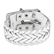 White Leather Triple Weaved Bracelet with Adjustable Buckle End Closure