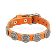 Orange Leather Bracelet with Brave Mohawk Buttons