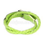 Green Multi Weaved Double Wrap Bracelet with Buckle End Design