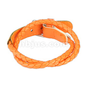 Orange Multi Weaved Double Wrap Bracelet with Buckle End Design