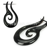 Pair of Organic Hand Carved Horn Tribal Stirrup Hanger Earring