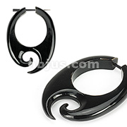 Pair of Organic Hand Carved Horn Tribal Stirrup Hanger Earring