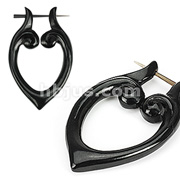 Pair of Organic Hand Carved Horn Tribal Stirrup Hanger Earring