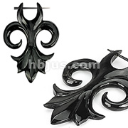 Pair of Organic Hand Carved Horn Tribal Flower Stirrup Hanger Earring