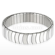 Stainless Steel Duo Tone Crescent Segmented Stretch Bracelet 