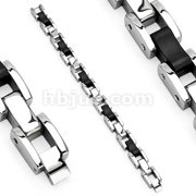 316L Stainless Steel Bracelet with Rubber and Stainless Steel Links
