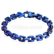 Stainless Steel Blue IP Scale Linked Bracelet