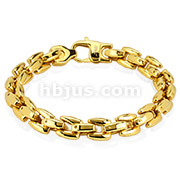 Stainless Steel Gold IP Scale Linked Bracelet
