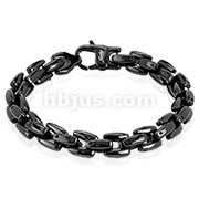 Stainless Steel Black IP Scale Linked Bracelet