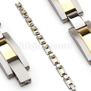 316L Stainless Steel Bracelet with IP Gold Center Links