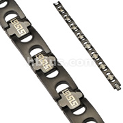 Stainless Steel Black IP Tribal Link Logo Bracelet