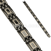 Stainless Steel Black IP Tribal Link Bracelet