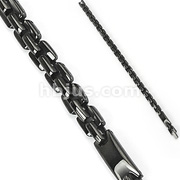 316L Stainless Steel IP Black Square Chain Bracelet