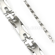 316L Stainless Steel Wave Plate Link Bracelet 