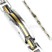 316L Stainless Steel IP Gold and Black Dual Link Bracelet