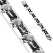 316L Stainless Steel CZ Stone Inlayed Gem Paved Bracelet