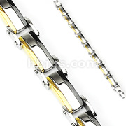 316L Stainless Steel Bracelet with Gold & IP Black Links