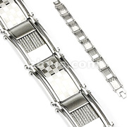316L Stainless Steel Bracelet with Checkered & Wired Links