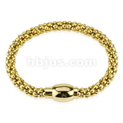 316L Stainless Steel Gold IP Hollow Bubble Chain Link Bracelet
