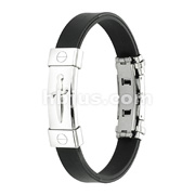 316L Stainless Steel Pirate's Dagger ID Plate Rubber Bracelet