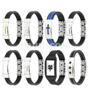 48pcs 316L Stainless Steel Rubber Bracelet Package