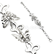 316L Stainless Steel Oval Link 3D Butterfly Bracelet