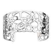 316L Stainless Steel Multi Abstract Flower Pattern Cuff Bangle Bracelet