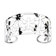 316L Stainless Steel Multi Flowers Pattern Cuff Bangle Bracelet