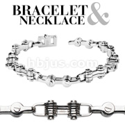 316L Stainless Steel Bicycle Chain Bracelet & Necklace Combo Set