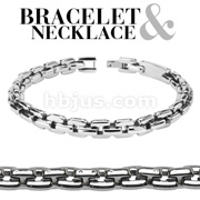 316L Stainless Steel Square Chain Links Bracelet & Necklace Combo Set