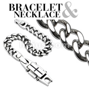 316L Stainless Steel Chain Necklace & Cross Bracelet Combo Set