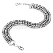 316L Stainless Steel Triple Link Steel IP Beaded Bracelet
