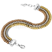 316L Stainless Steel Triple Link Multi Color IP Beaded Bracelet